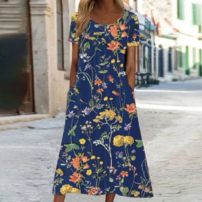 Florella | Dames zomerjurk met korte mouw en bloemenprint