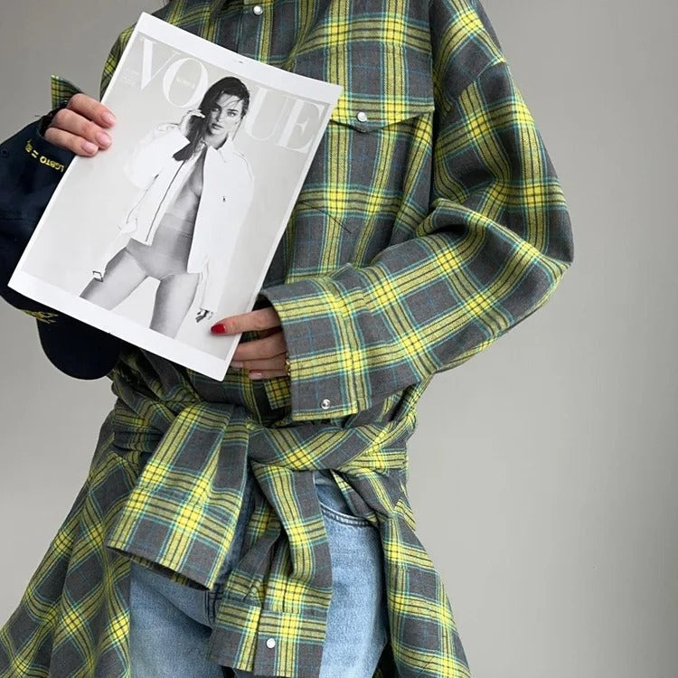 Kaia | Vintage oversized overhemd met lange mouwen en kraag voor dames
