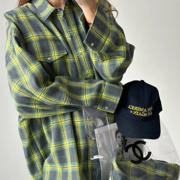 Kaia | Vintage oversized overhemd met lange mouwen en kraag voor dames