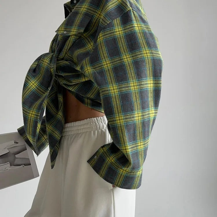 Kaia | Vintage oversized overhemd met lange mouwen en kraag voor dames