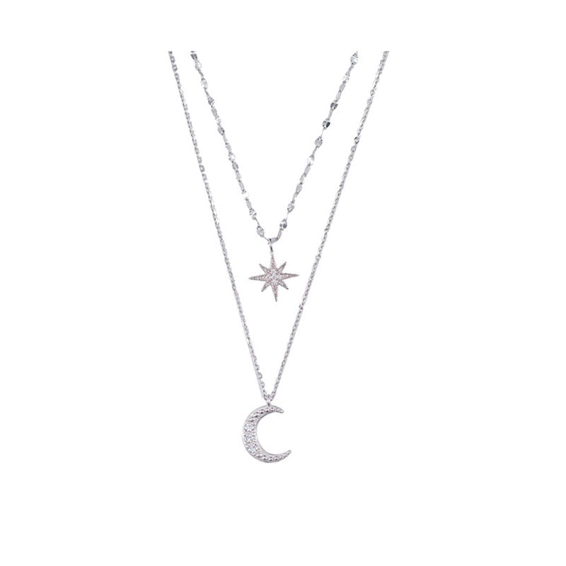 Isabella – Gelaagde damesketting met maan- en sterhanger