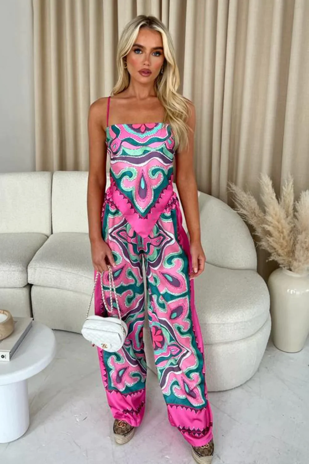 Sana - Flowy jumpsuit met statementprint voor dames