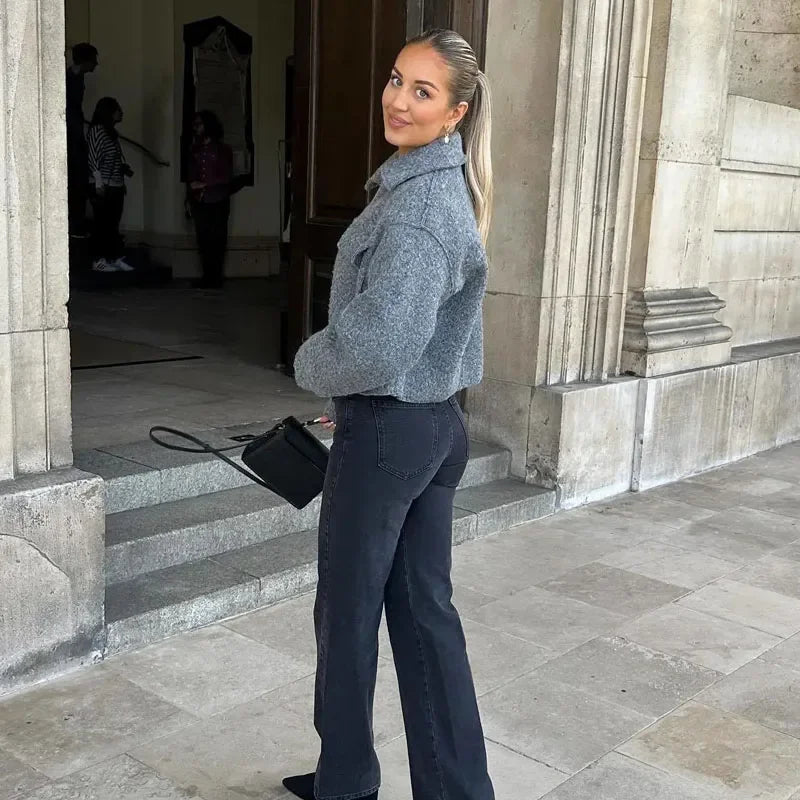 Kippie - Luxe cropped jas van wolmix