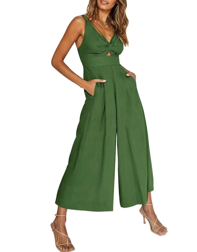 Brigitte - Mouwloze dames jumpsuit met wijd uitlopende pijpen