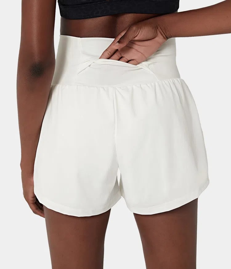 Dora - Dames sportshort met hoge taille en binnenbroek met zak