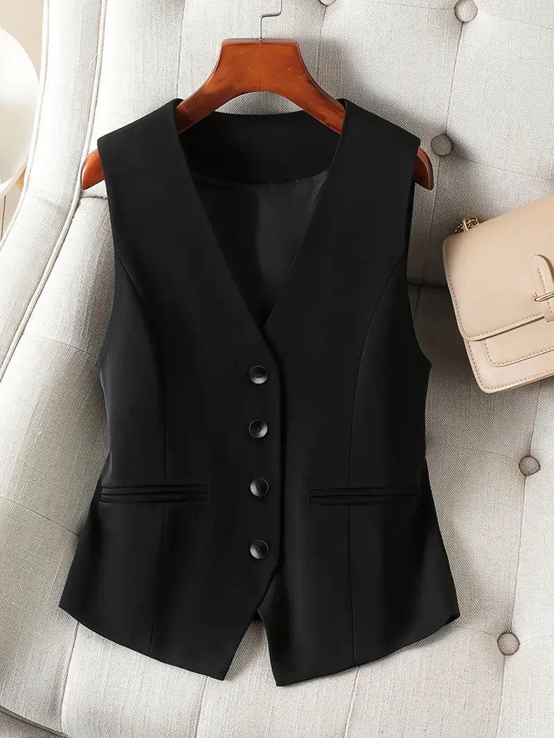 Maike - Dames gilet met getailleerde pasvorm en diepe v-hals
