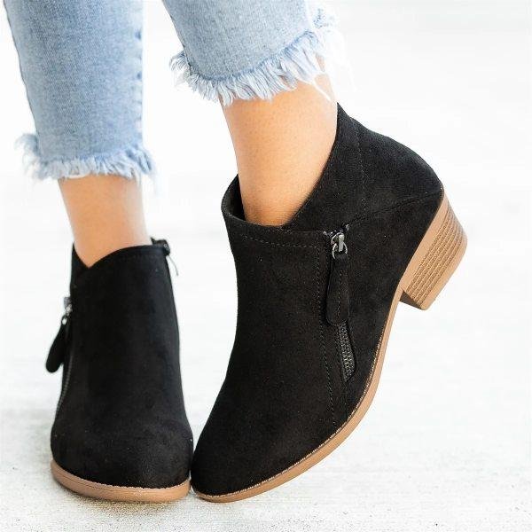 Celeste | Comfortabele halfhoge suede laarsjes met rits en kleine hak