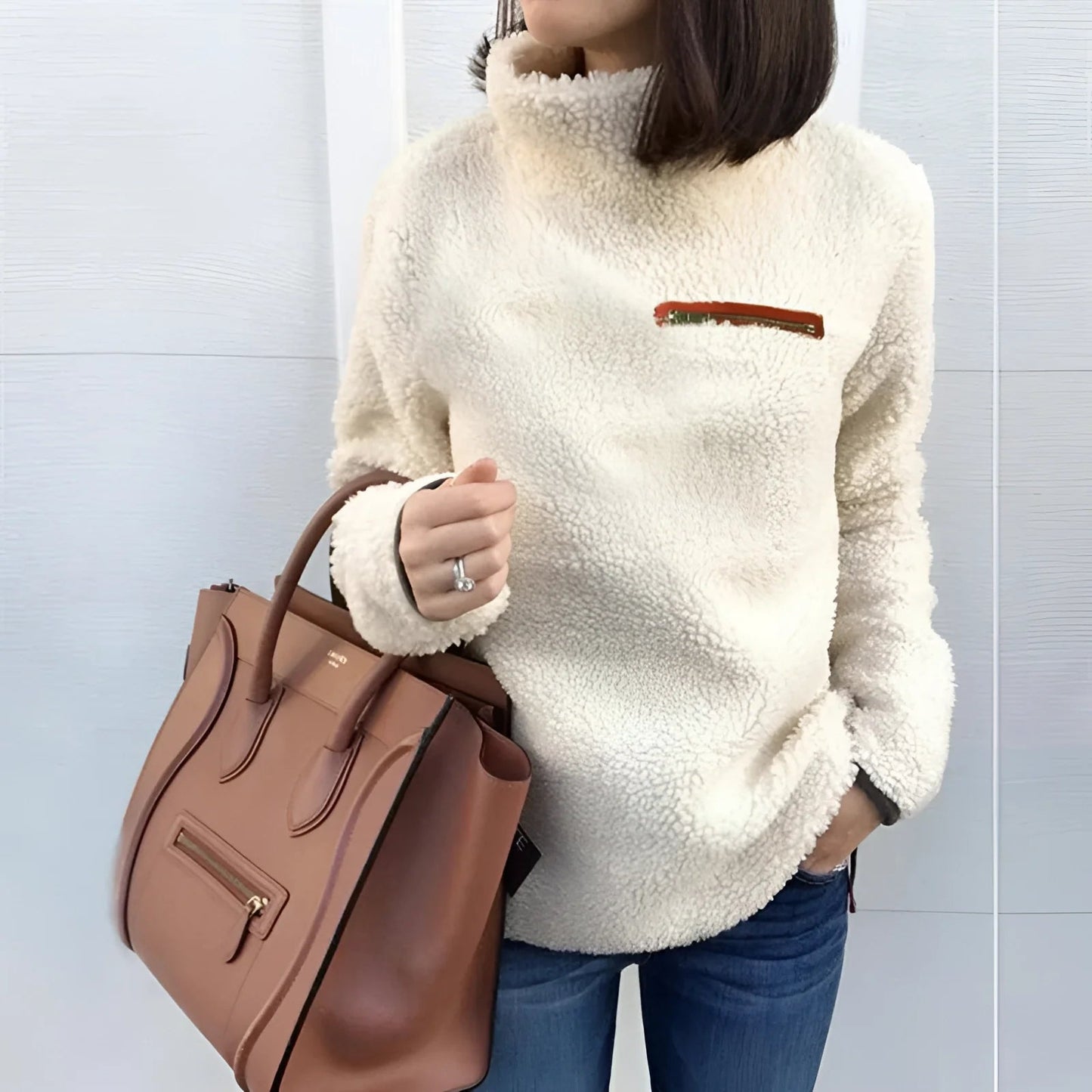 Micka - Fleece pullover met hoge kraag voor dames