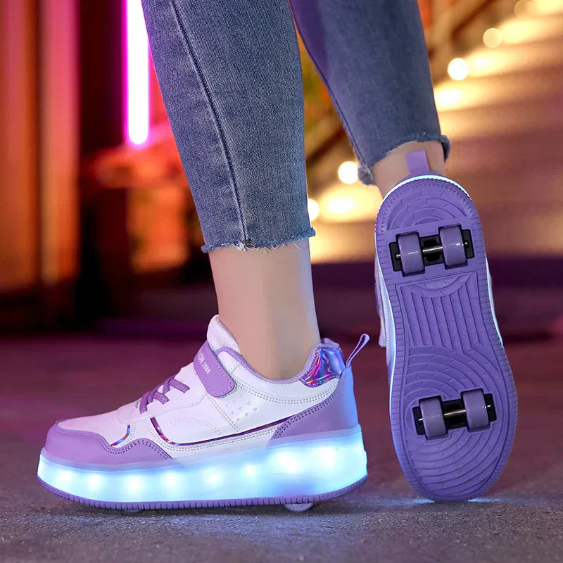 Ebba - Kinder LED Rollerschoenen met Inklapbare Wielen en Verlichting