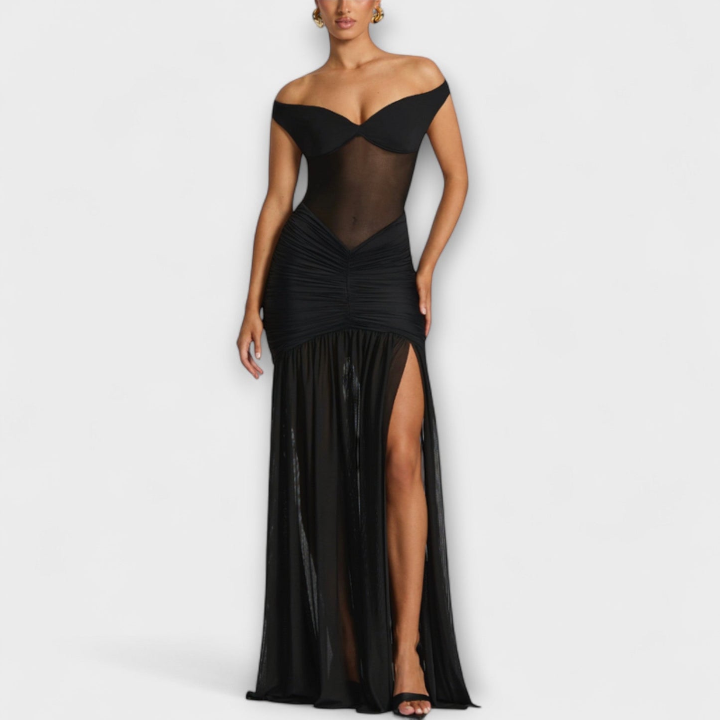 Prisila - Avondjurk met off-shoulder halslijn en hoge split