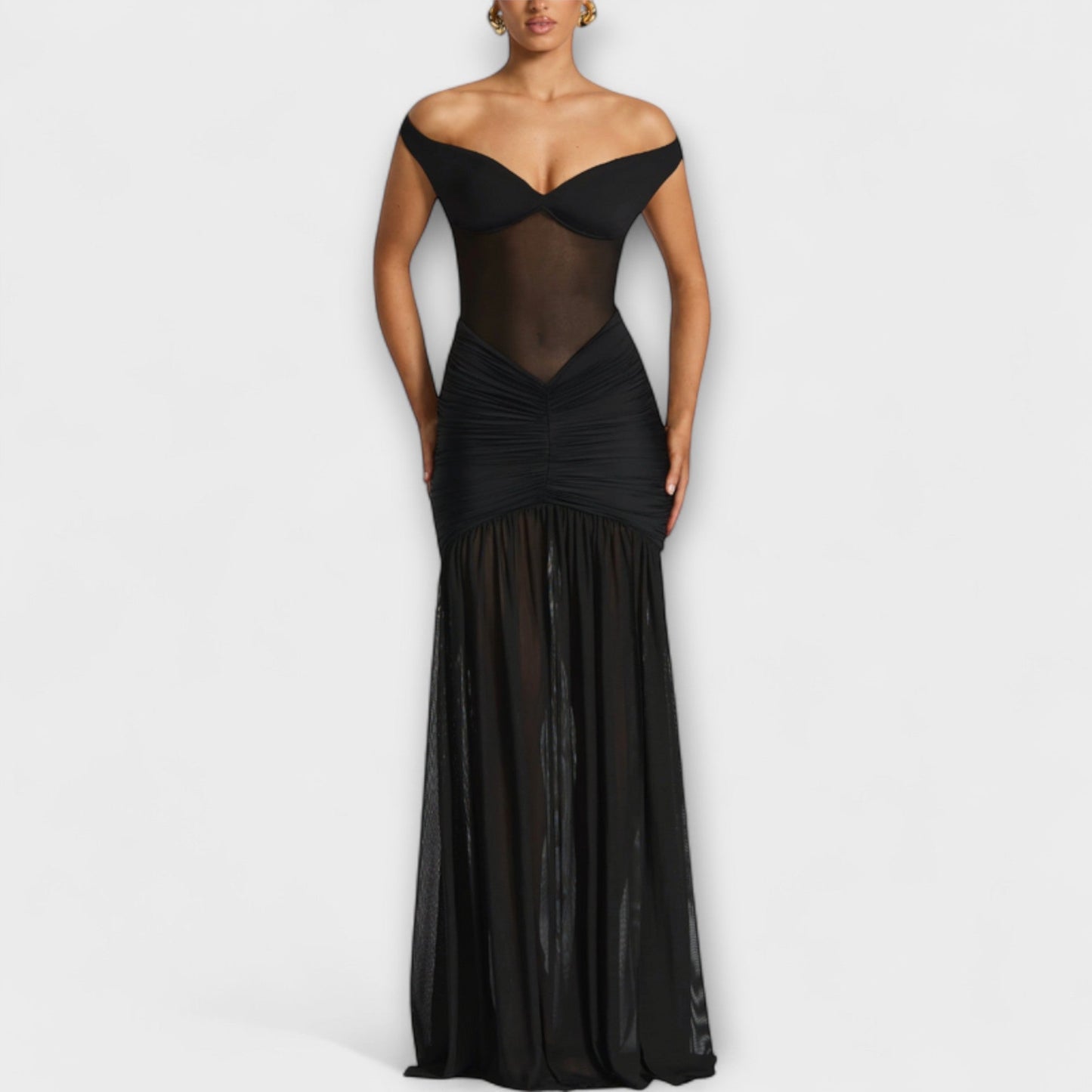 Prisila - Avondjurk met off-shoulder halslijn en hoge split