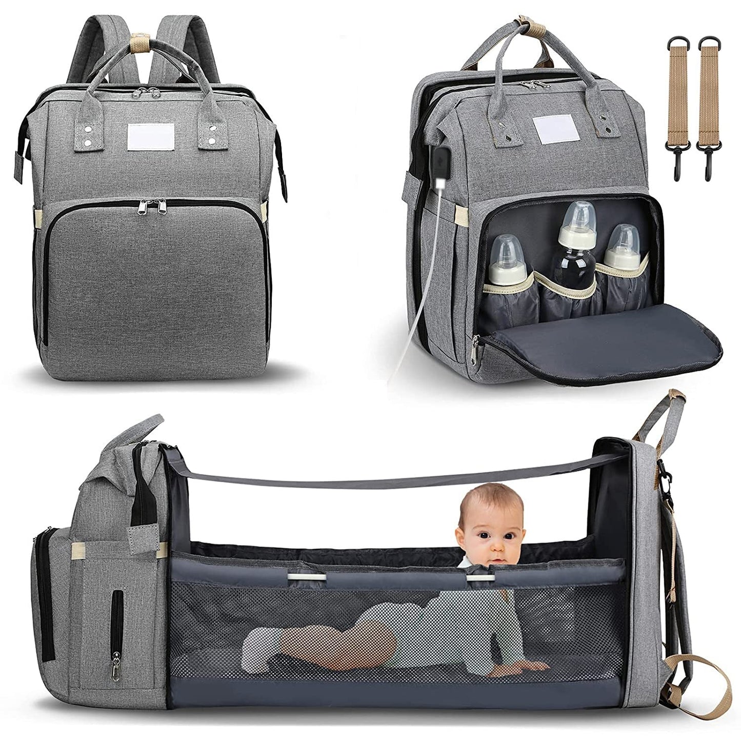 Multifunctionele luierrugzak met uitklapbaar babynest