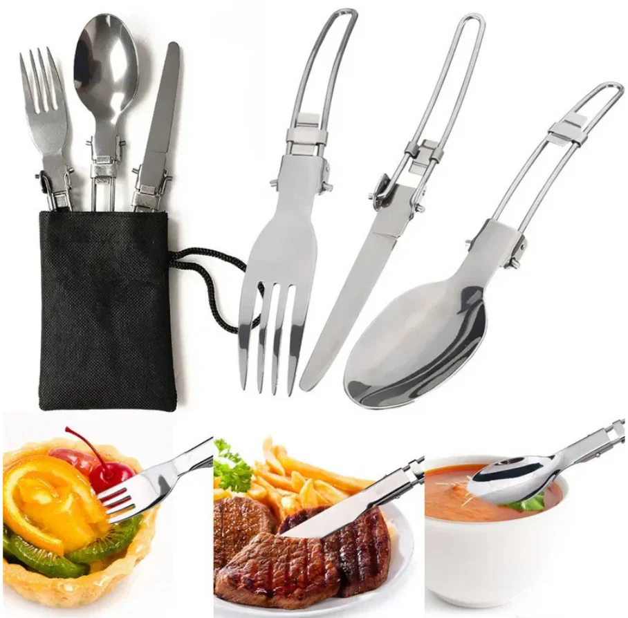Draagbare kampeer-survival kookset DS‑101 + minibrander+ Driedelig Bestek
