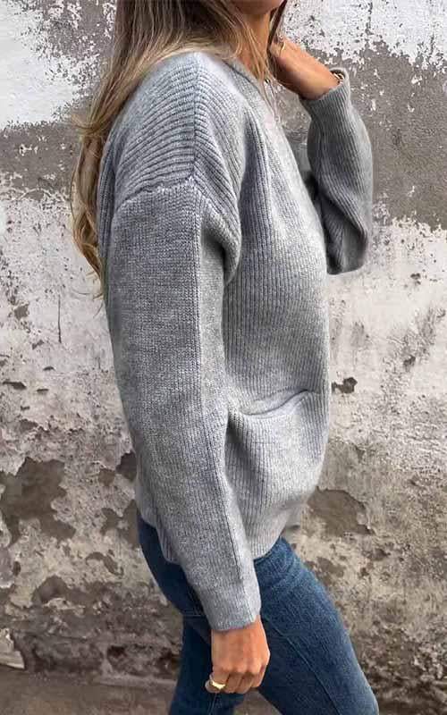 Juliet - Casual gebreid vest met voorzakken.