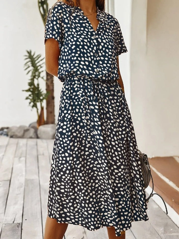 Nadezhda - V-hals zomerjurk met knoopsluiting voor dames