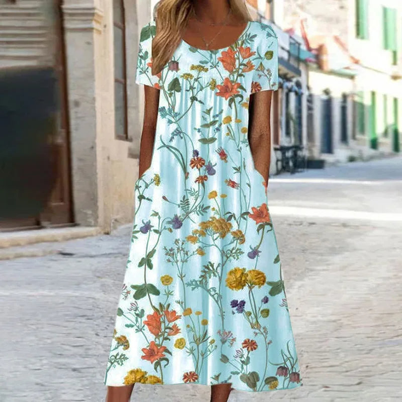 Florella | Dames zomerjurk met korte mouw en bloemenprint