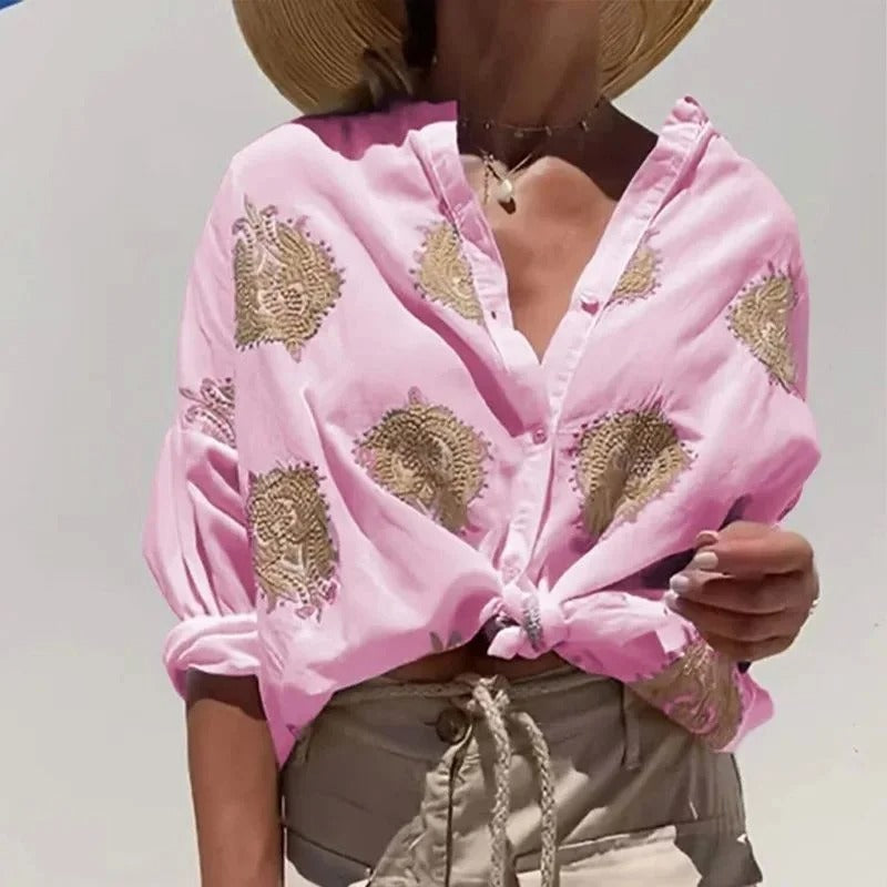 Chiara - Losvallende blouse met borduursel voor dames