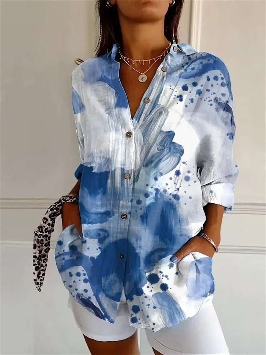 Alienor - Vrouwelijke blouse met kleurrijke bloemenprint