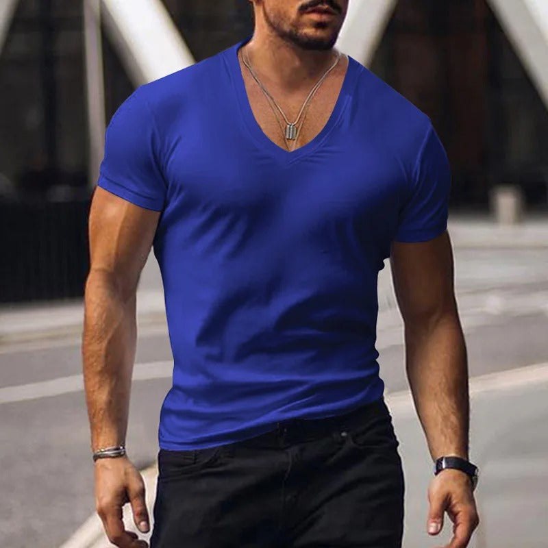 Volker - Heren slim-fit t-shirt met diepe v-hals