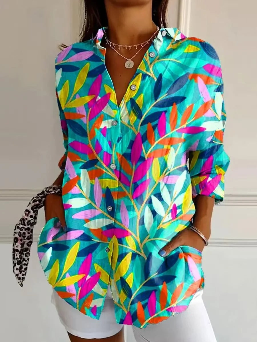 Alienor - Vrouwelijke blouse met kleurrijke bloemenprint