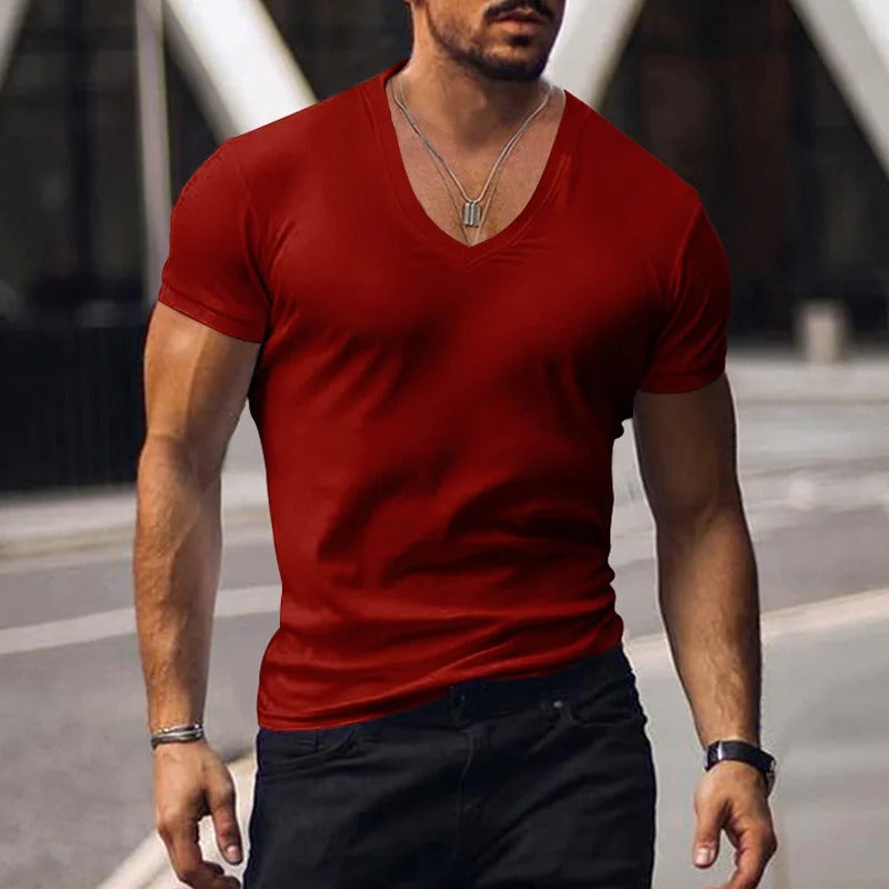 Volker - Heren slim-fit t-shirt met diepe v-hals