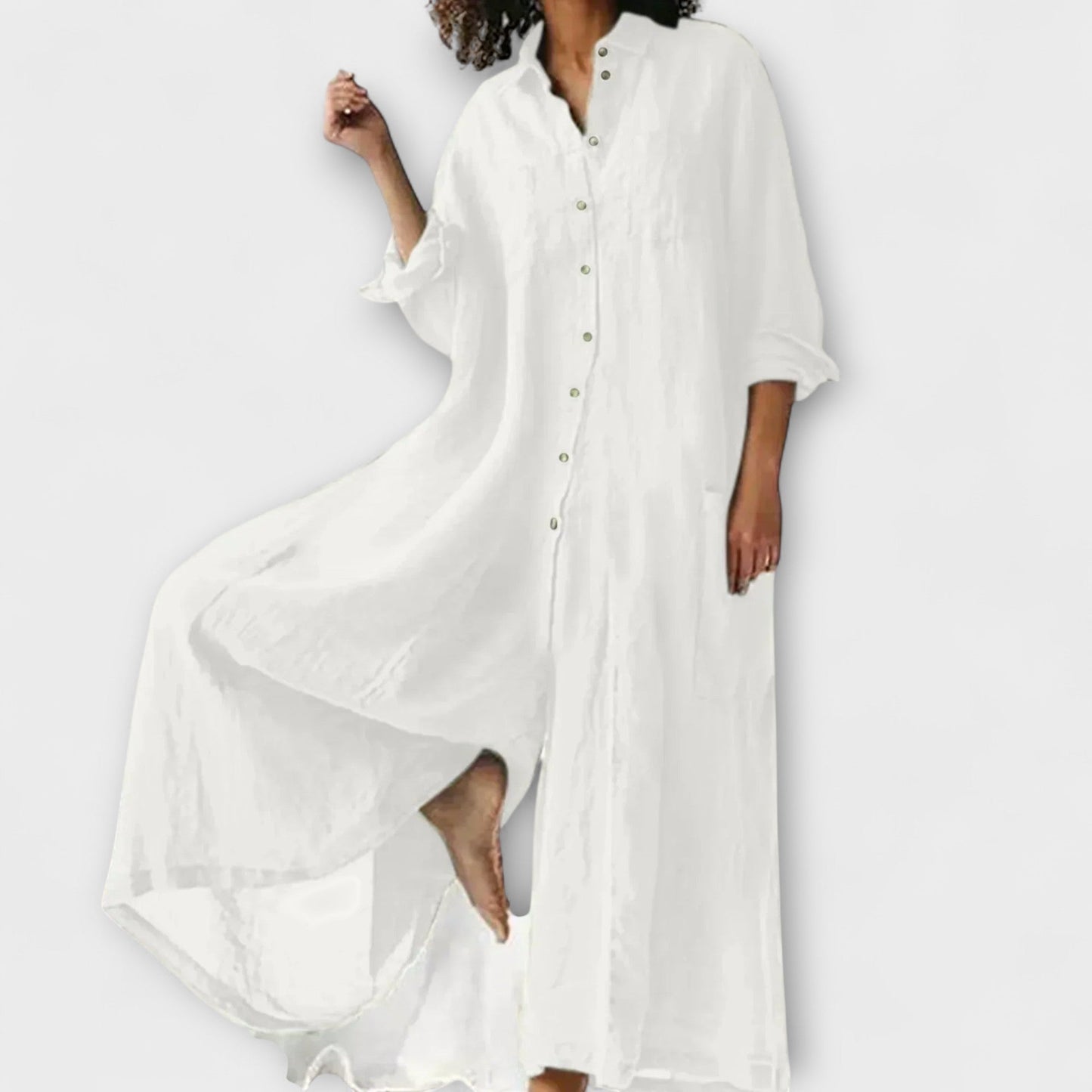 Natalia - Wijde jumpsuit met knoopsluiting voor dames