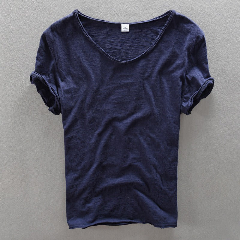 Cosimo - Heren T-shirt met v-hals en nonchalante afwerking