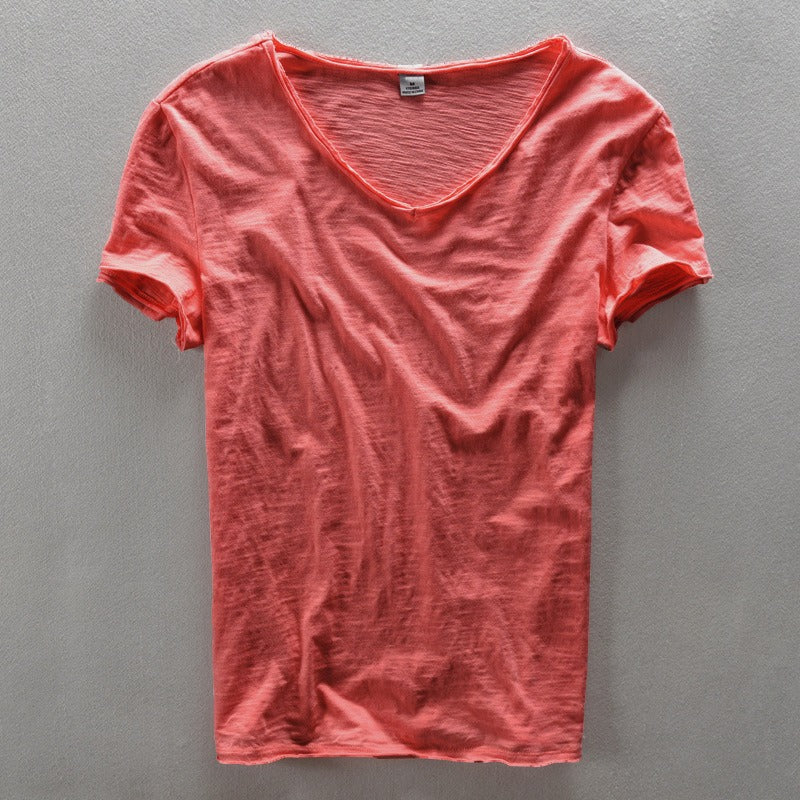Cosimo - Heren T-shirt met v-hals en nonchalante afwerking