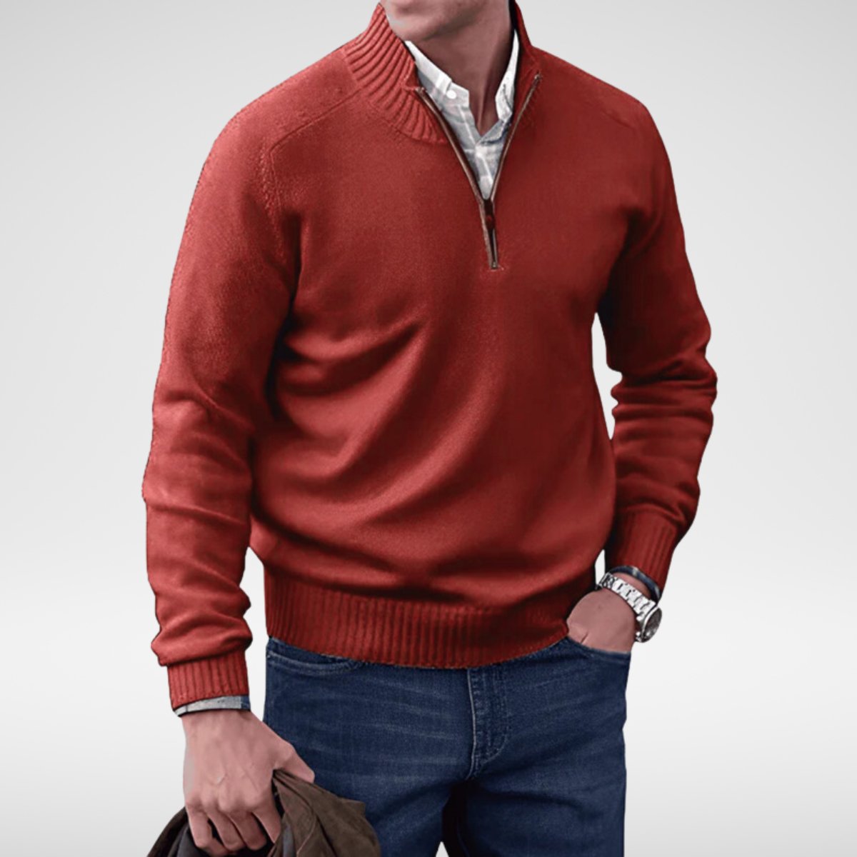 Bowen - Half-zip gebreide trui voor heren