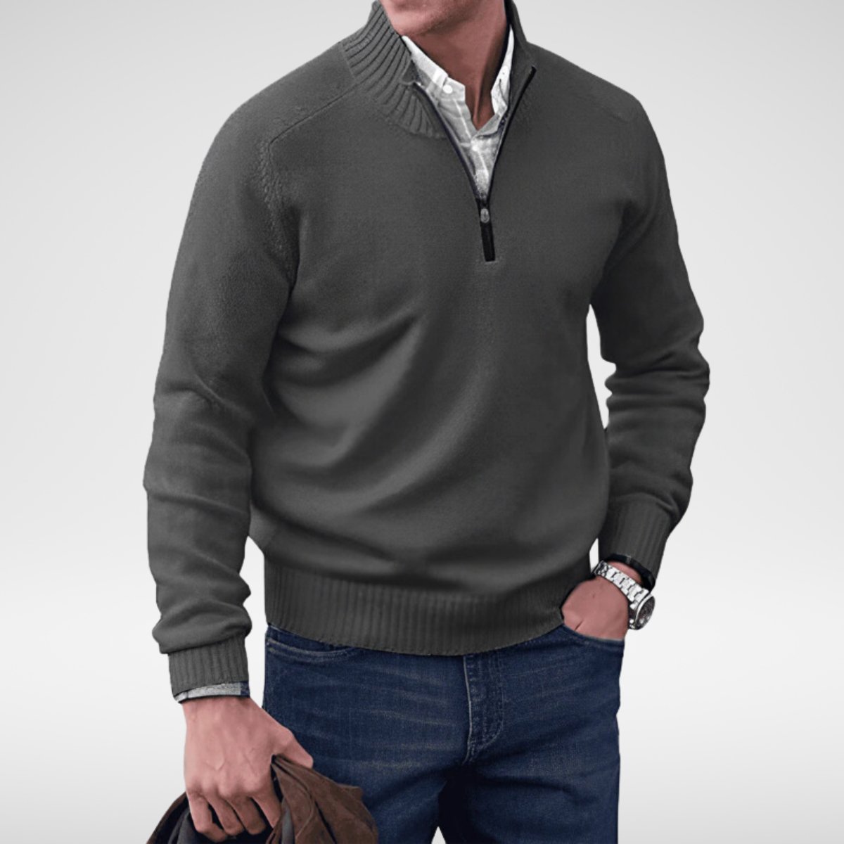 Bowen - Half-zip gebreide trui voor heren