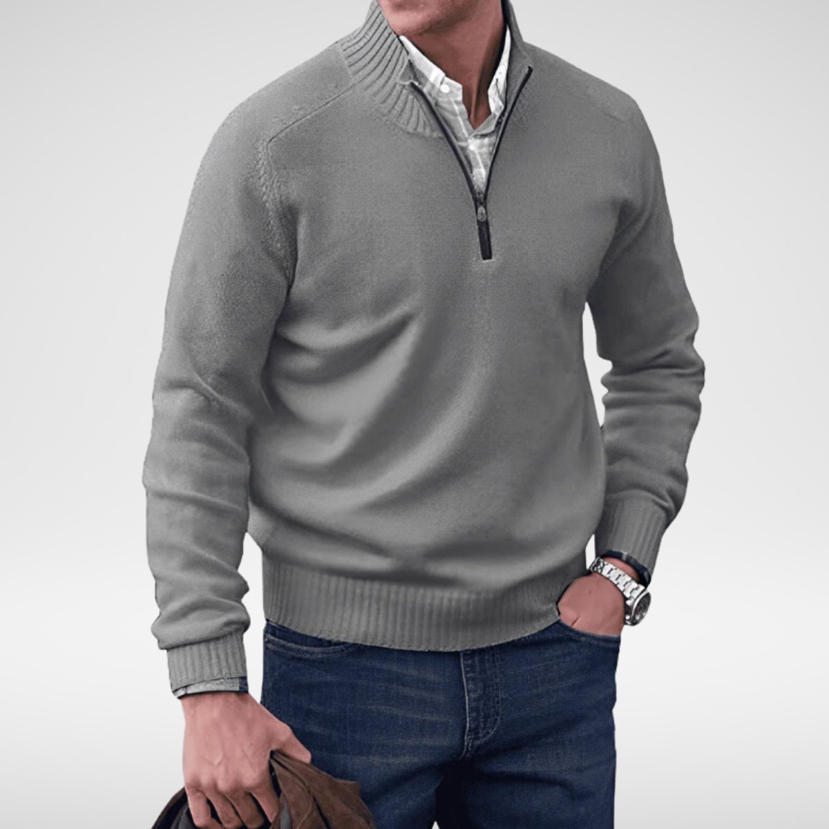 Bowen - Half-zip gebreide trui voor heren