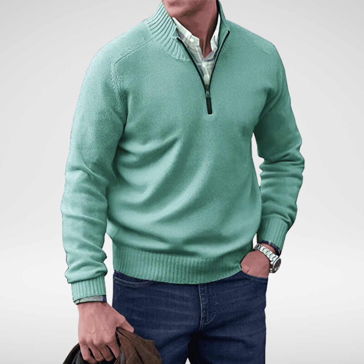 Bowen - Half-zip gebreide trui voor heren