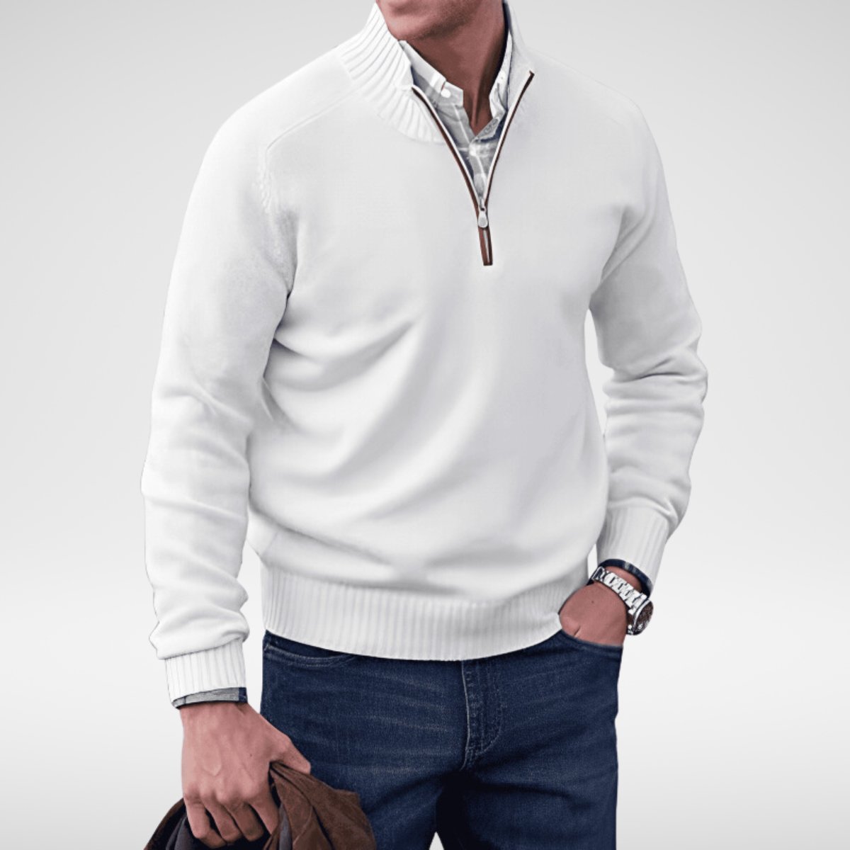Bowen - Half-zip gebreide trui voor heren