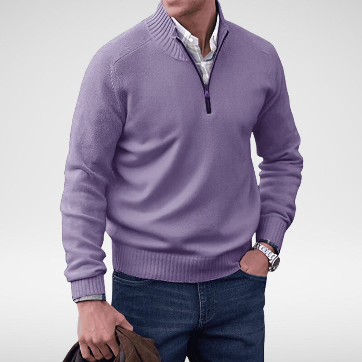 Bowen - Half-zip gebreide trui voor heren
