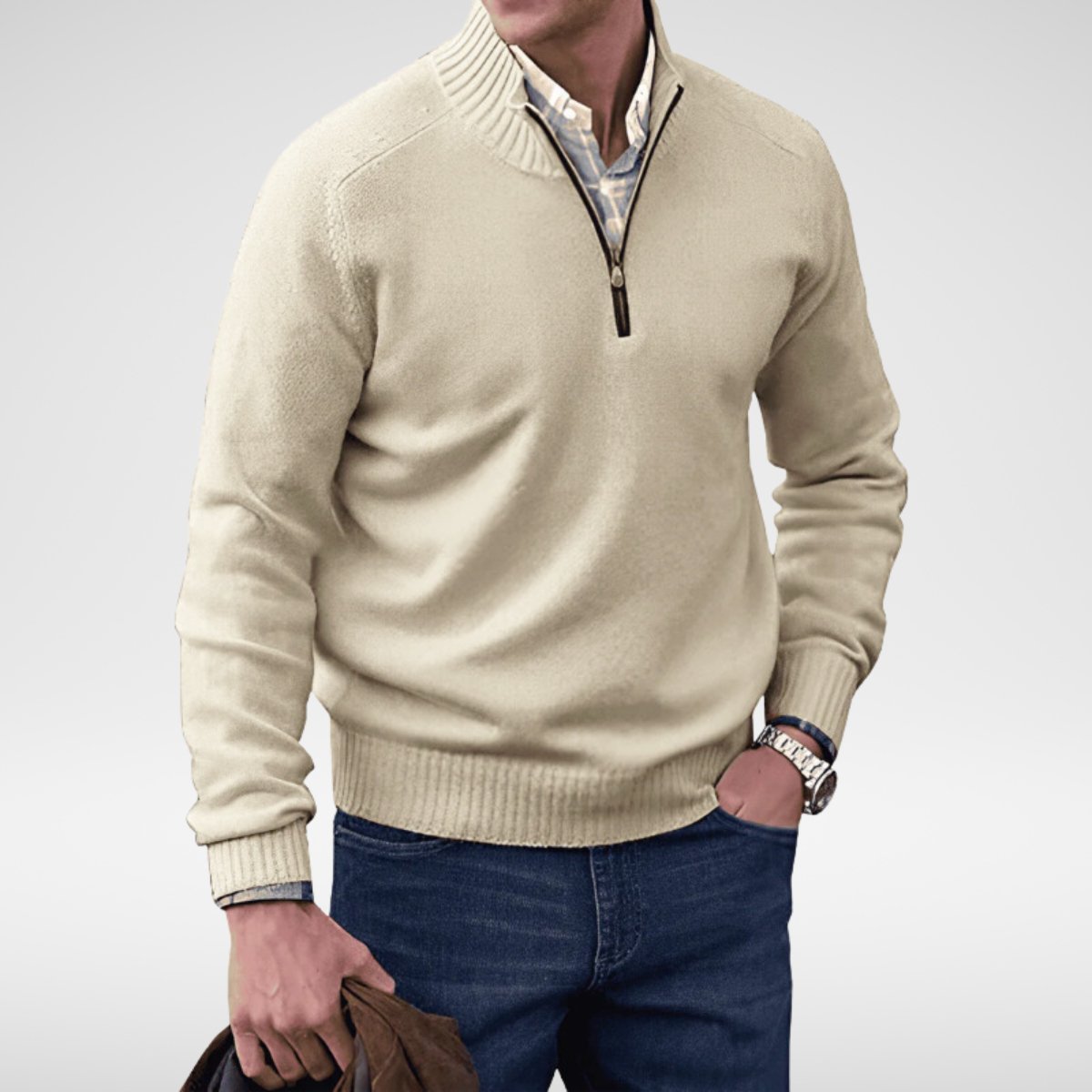 Bowen - Half-zip gebreide trui voor heren