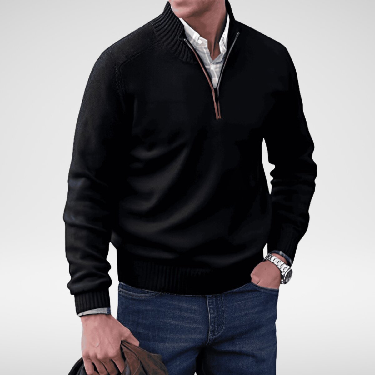 Bowen - Half-zip gebreide trui voor heren