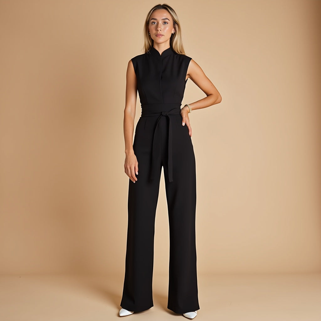 Nolene – Mouwloze wide-leg jumpsuit met strikceintuur voor dames