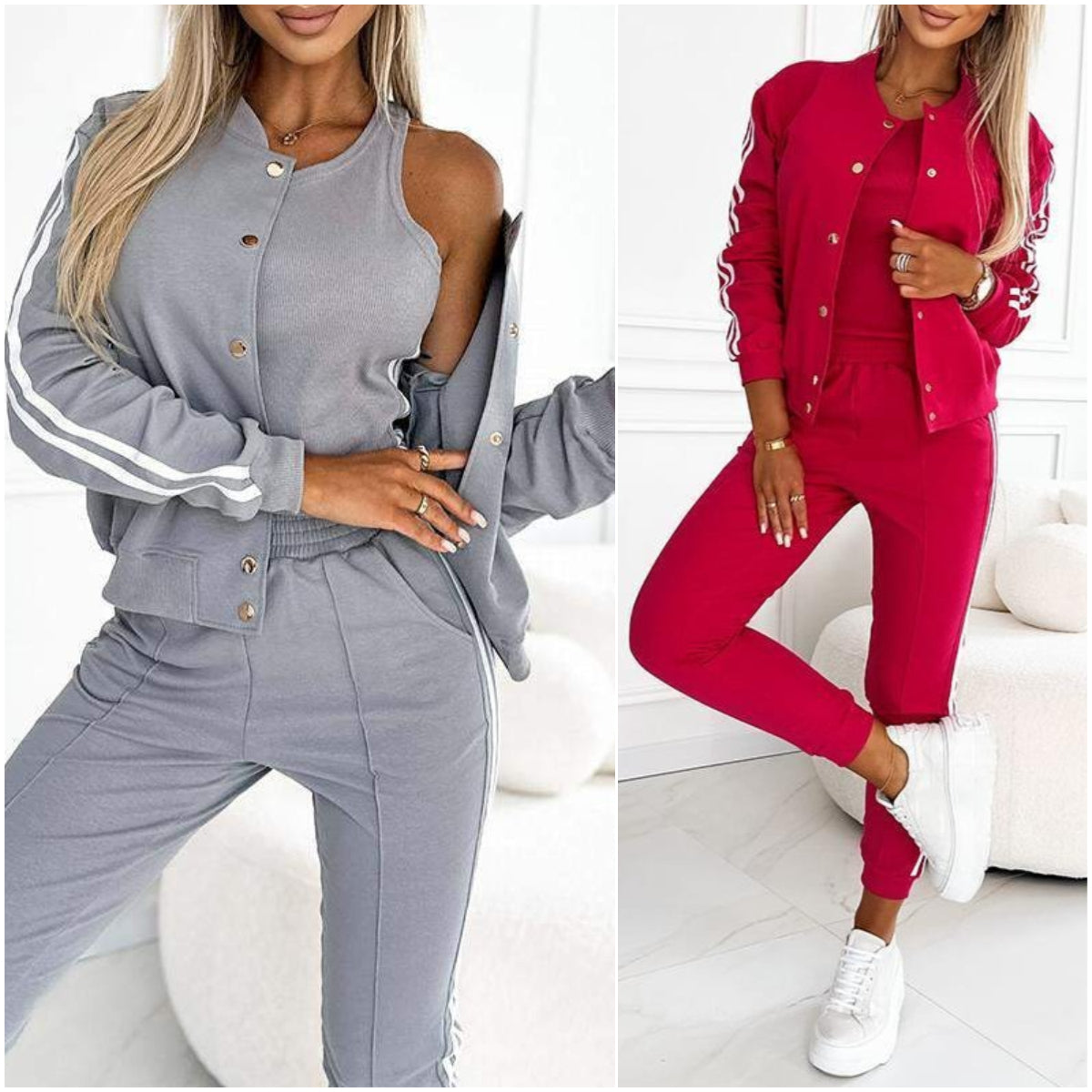 Dina – Tweedelige set met gestreepte accenten en slanke pasvorm