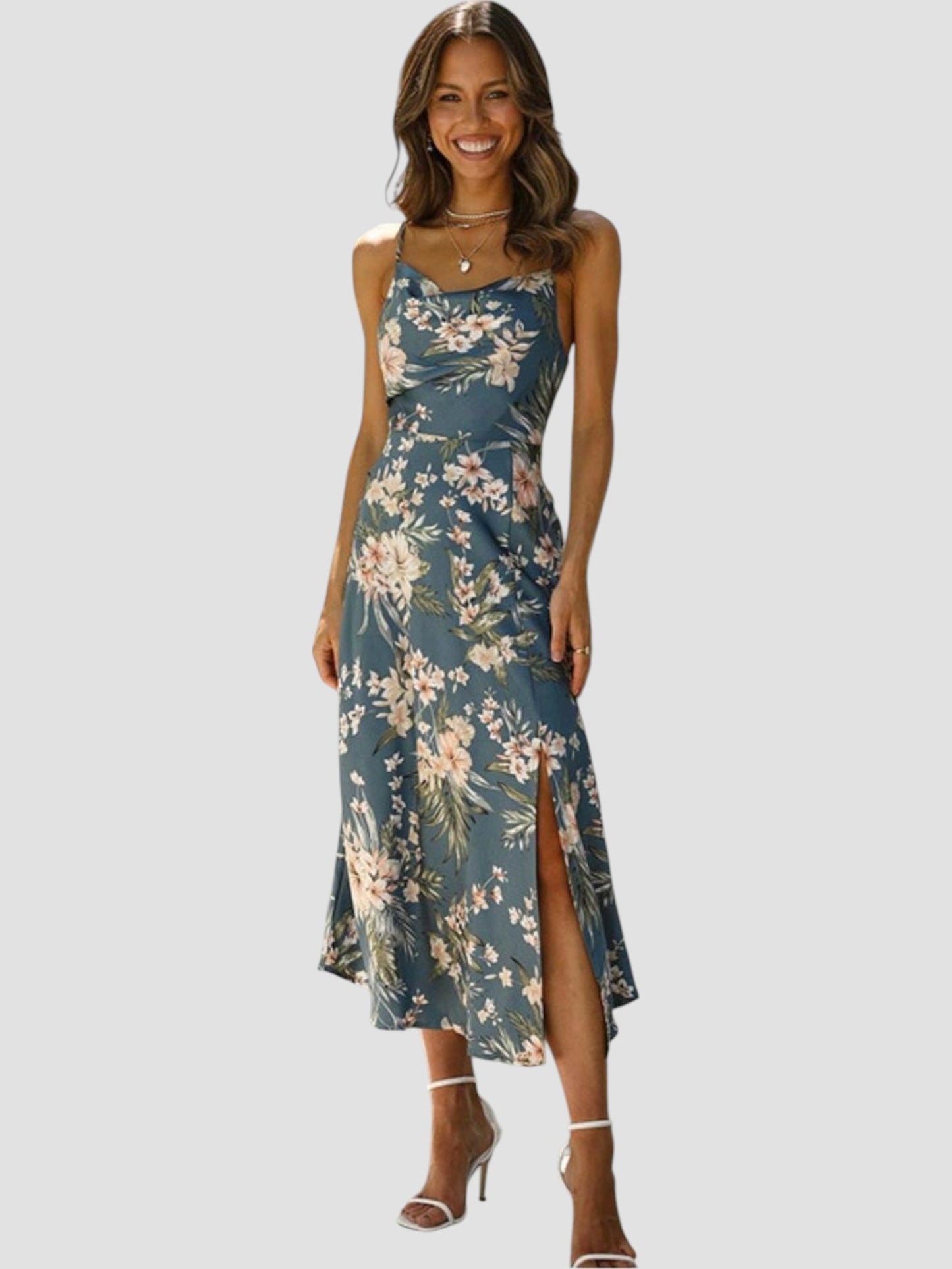 Bathilda - Mouwloze maxi zomerjurk met bloemenprint