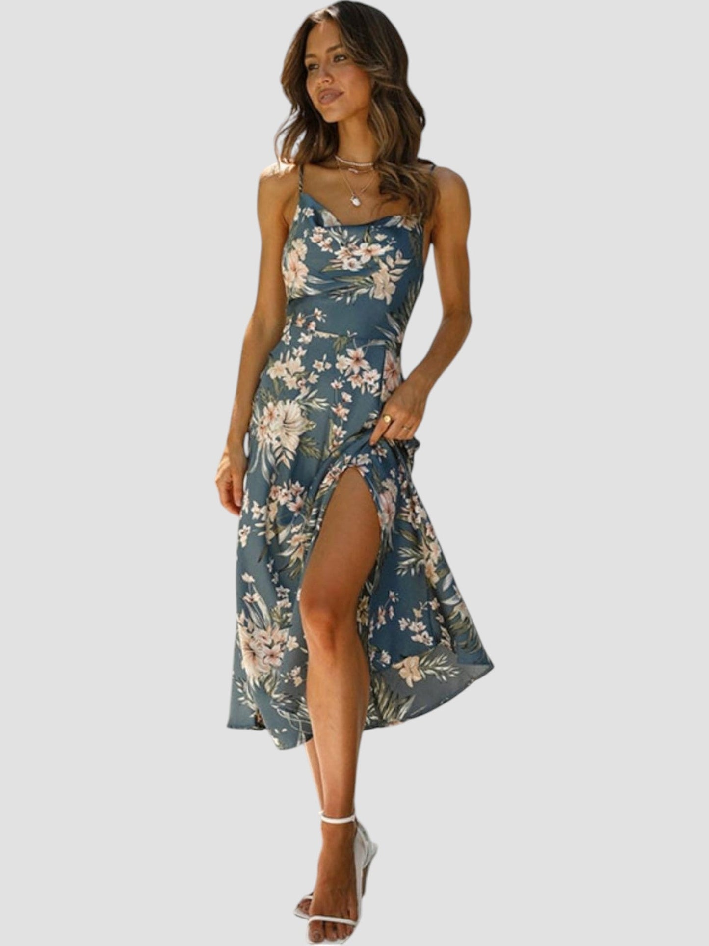 Bathilda - Mouwloze maxi zomerjurk met bloemenprint