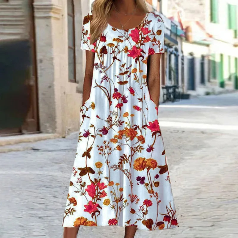 Florella | Dames zomerjurk met korte mouw en bloemenprint