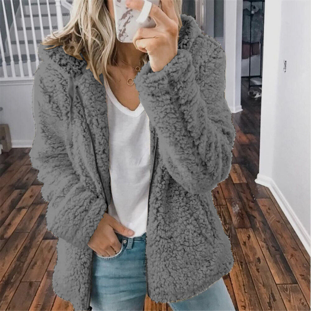 Isadora - Dames knusse teddy fleece jas met capuchon