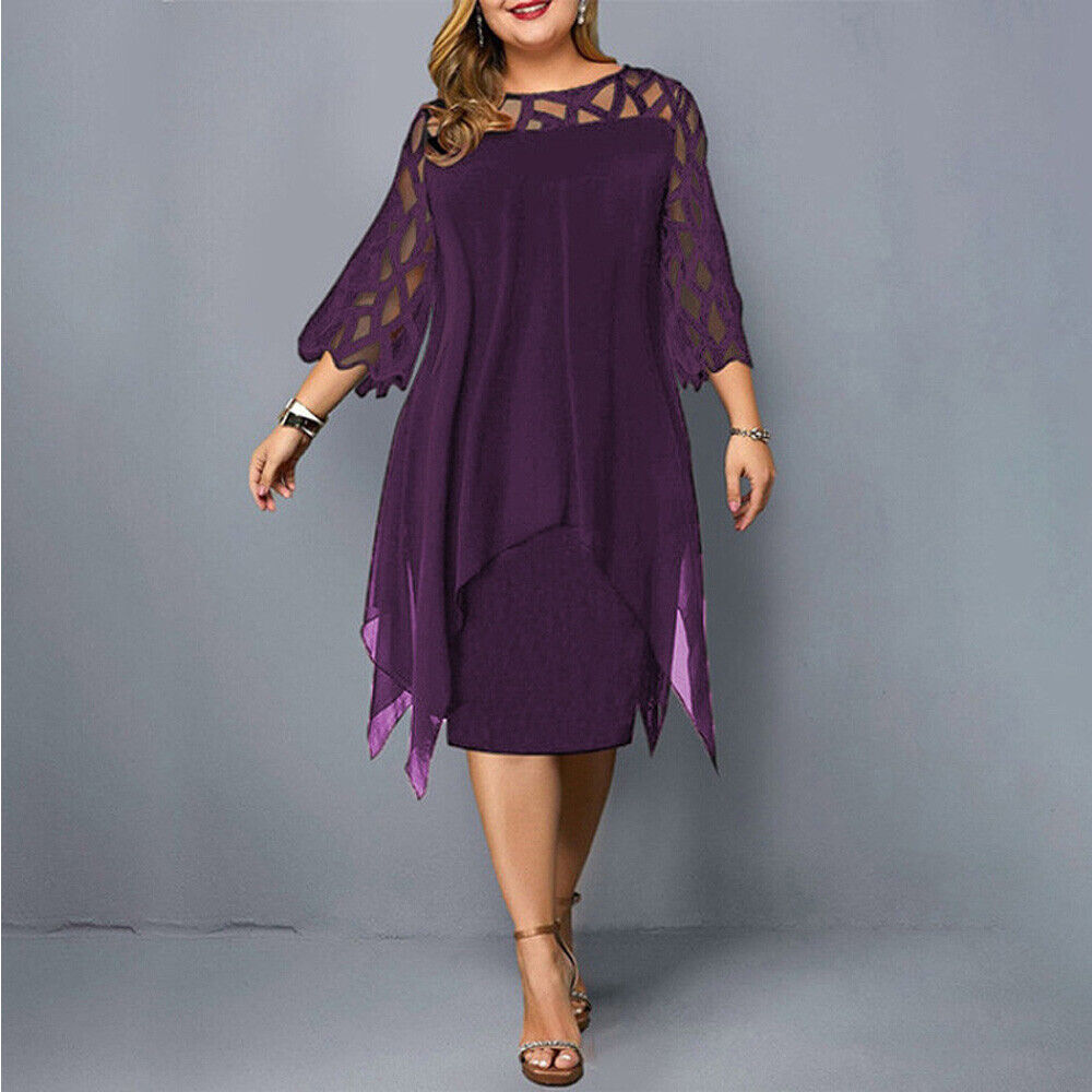 Danica - Plus size avondjurk met speels overlay design voor dames