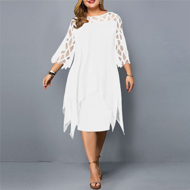 Danica - Plus size avondjurk met speels overlay design voor dames