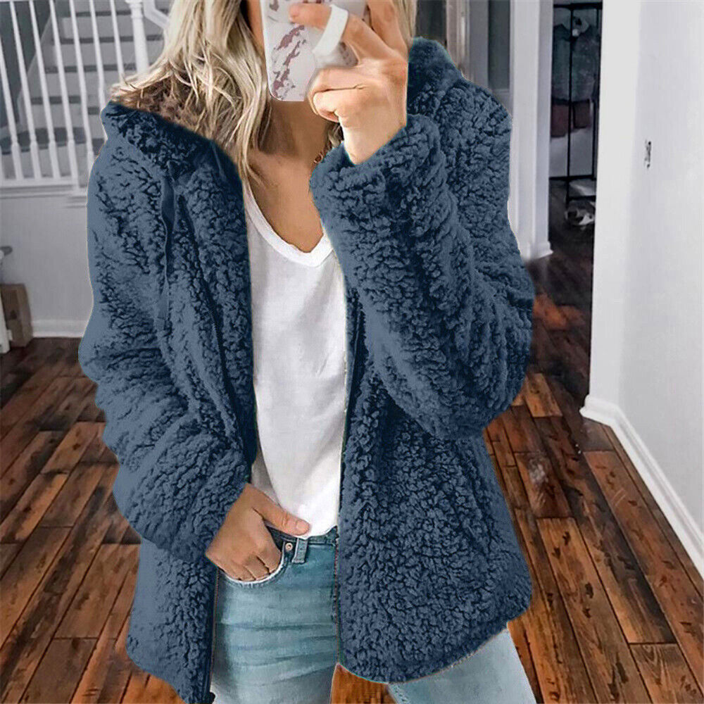Isadora - Dames knusse teddy fleece jas met capuchon