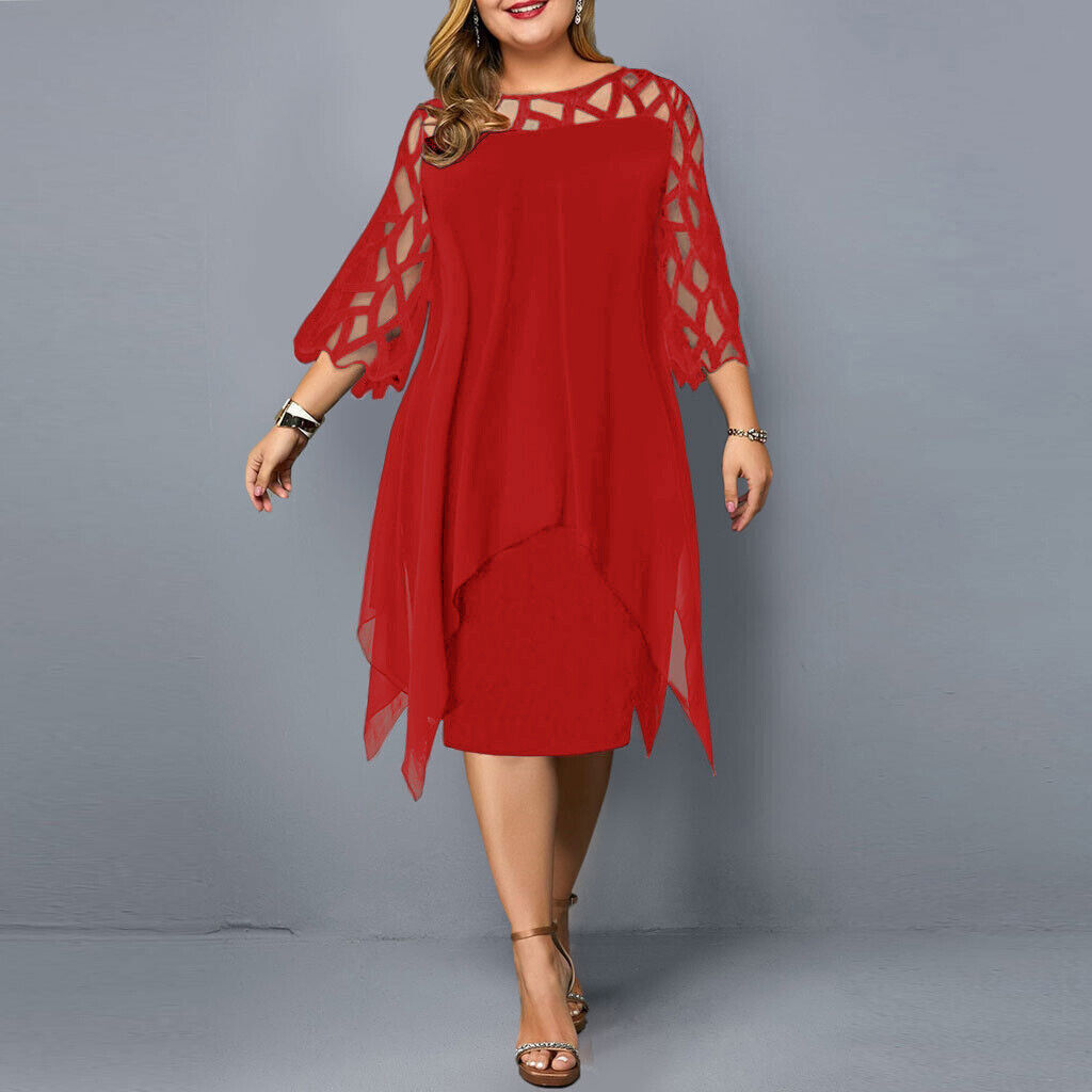 Danica - Plus size avondjurk met speels overlay design voor dames