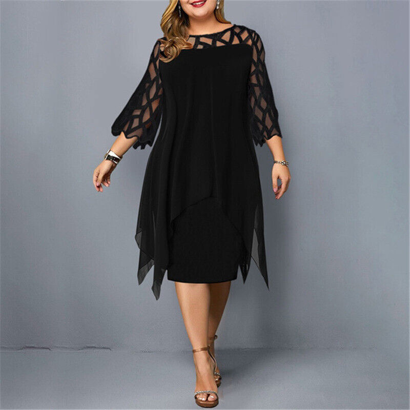 Danica - Plus size avondjurk met speels overlay design voor dames