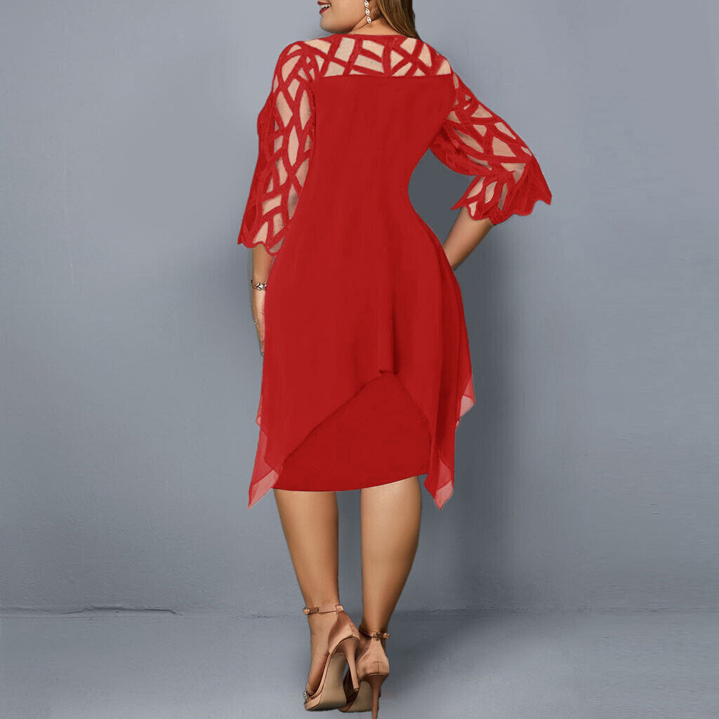 Danica - Plus size avondjurk met speels overlay design voor dames