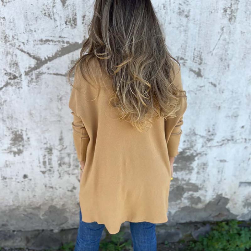 Florentia - Relaxed V-hals gebreide top met zijsplitten