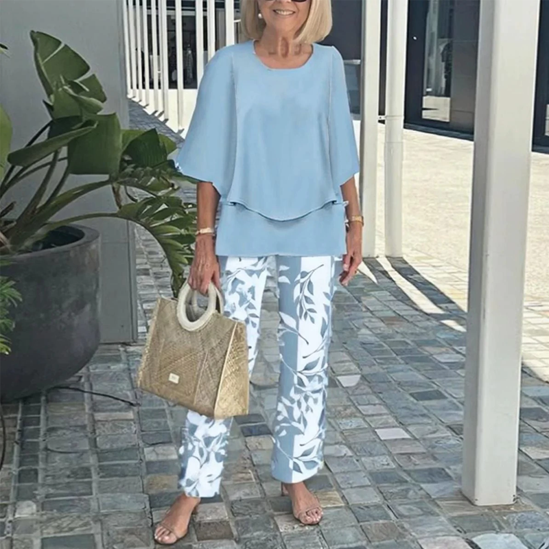 Benita - Luchtige damesbroek met botanische print